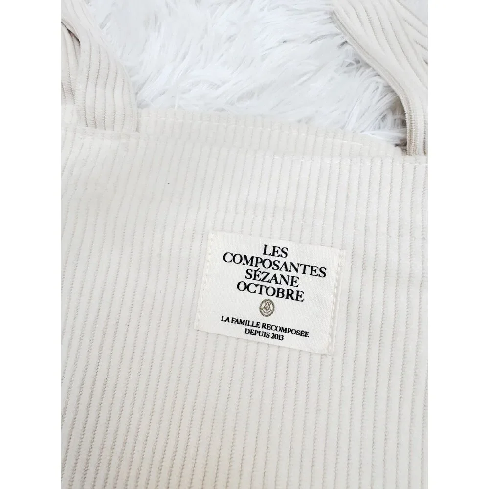 Sézane Les Composantes Octobre Ivory Corduroy Tote Bag Cream